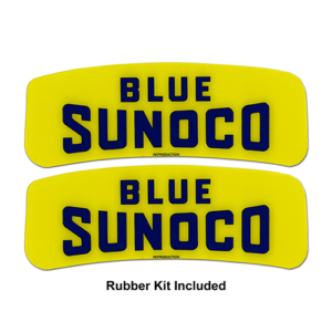 BLUE SUNOCO AD GLASS