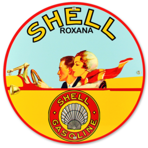 SHELL ROXANA GASOLINE 12 INCHES & 30 INCHES SIGNS