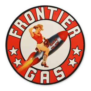 FRONTIER PIN-UP GAS 12 INCHES & 30 INCHES SIGNS