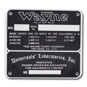 WAYNE 60 "MODEL" I.D. TAG