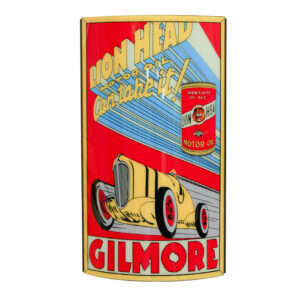 GILMORE LION HEAD MOTOR OIL LIGHTED SIGN