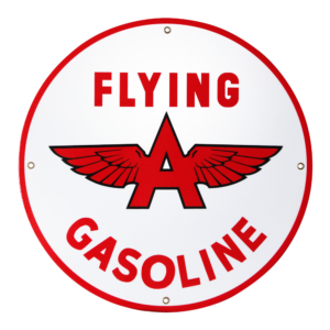 FLYING "A" GASOLINE 12 INCHES & 30 INCHES SIGNS (WHITE)